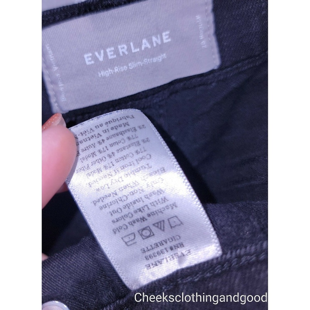 Everlane High Rise Slim Straight Cigarette Black Button Fly Jeans Women's 28 Reg - Picture 5 of 7